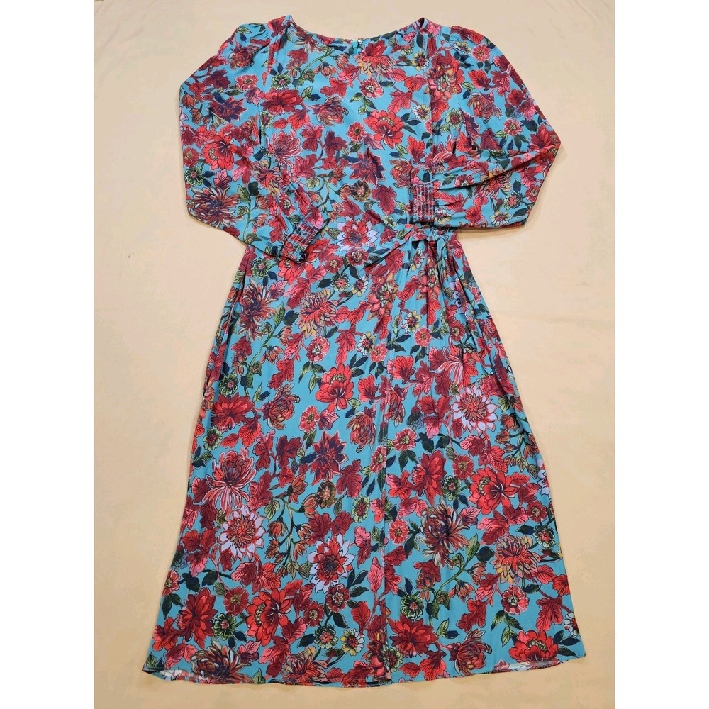 Talbots Side Tie Midi Dress-Stunning Floral Womens 8P Back Zip Sheath Dress‎ NWT